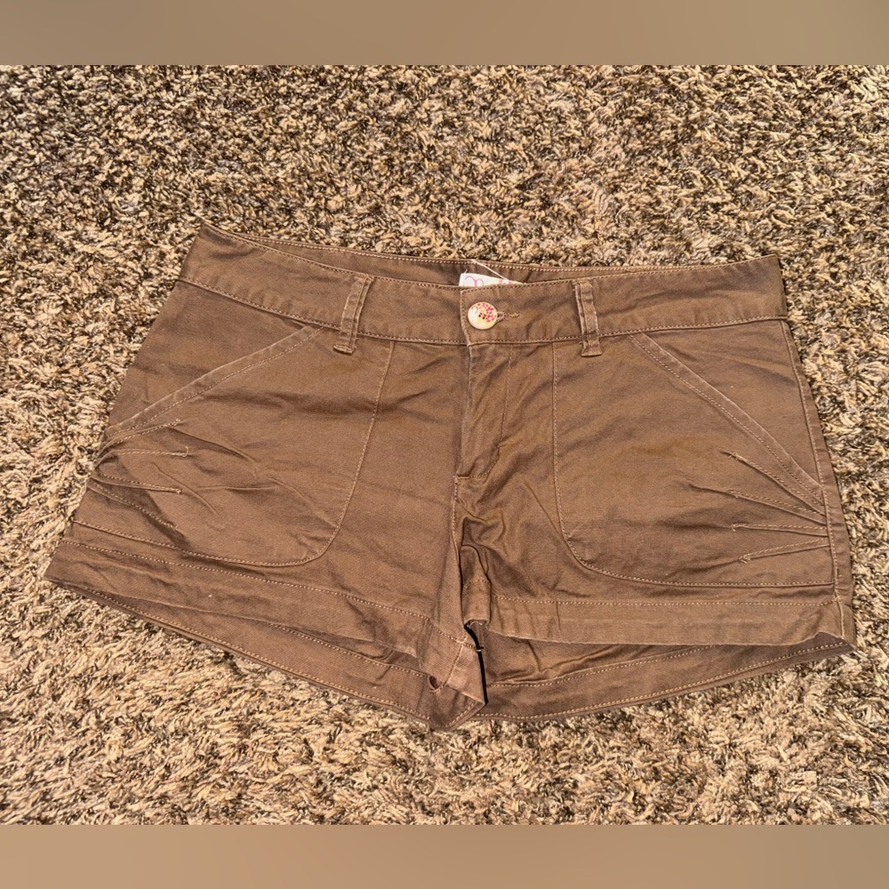 OP Brown Floral Button Shorts Y2K